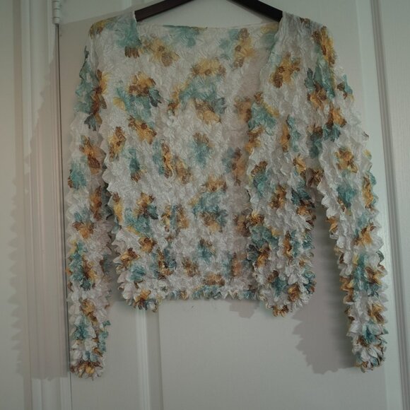 COPY - Popcorn bubble textured sunflower floral cardigan Fit S to XL - Picture 3 of 10
